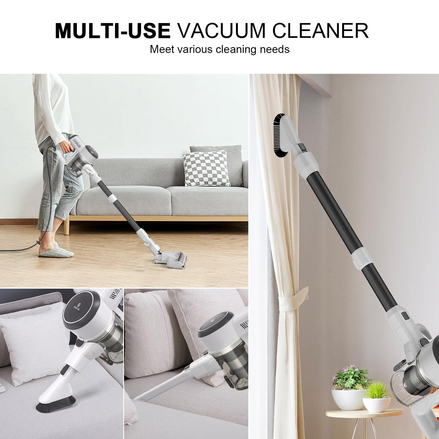 TMA Rocket Ultra-Light Corded Bagless Vacuum for Carpet and Hard Floor Cleaning with Swivel Steering, black&white